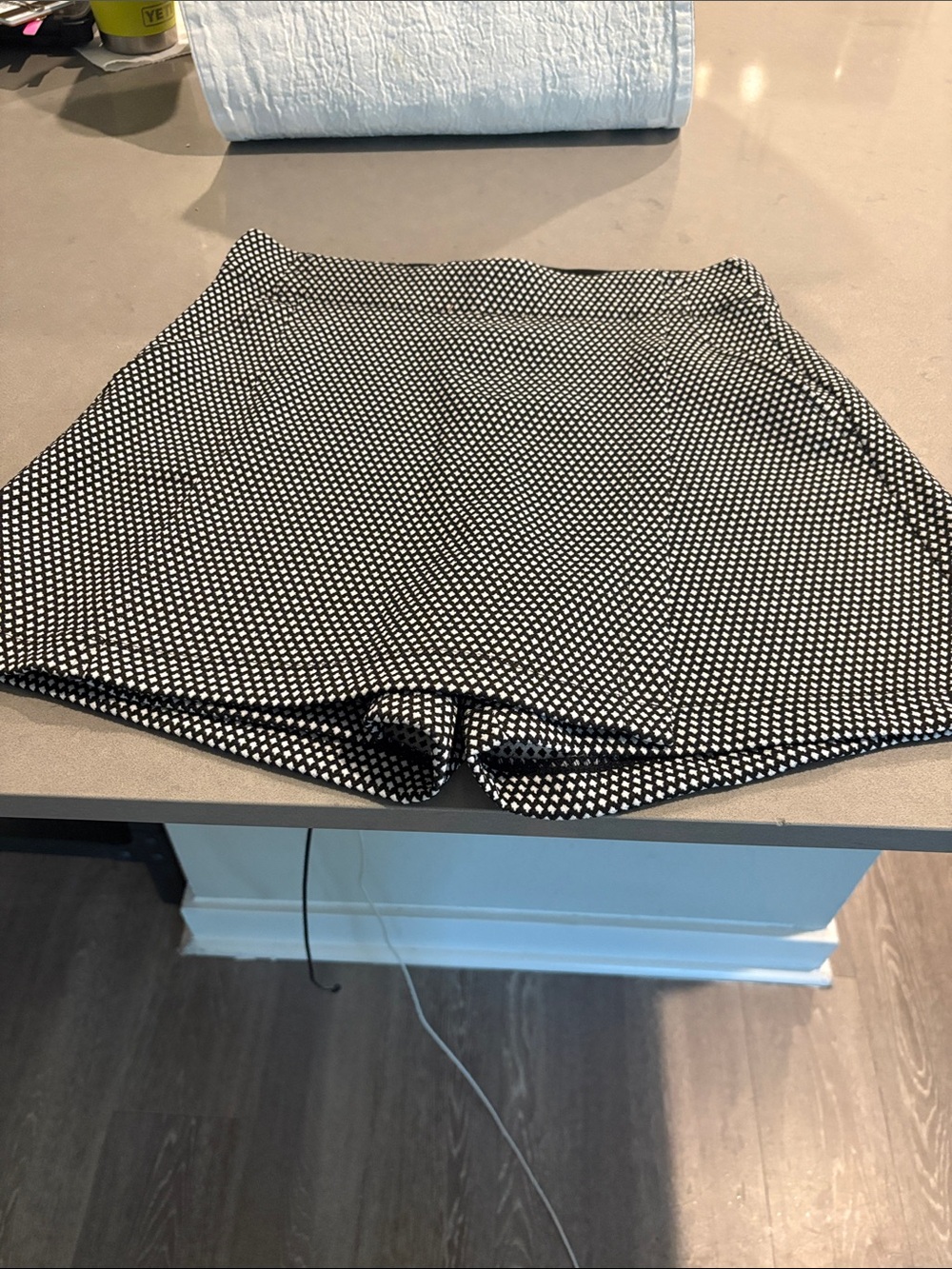 Max Studio Black and White Mini Skirt with Geometric Dot Print